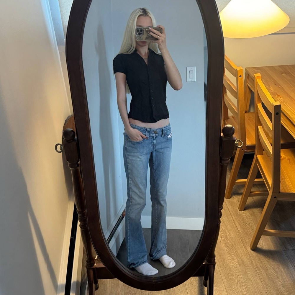 Y2K Guess Light Blue Flare Jeans - Picture 3 of 8